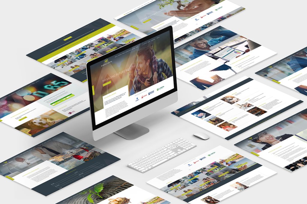 Winson Capital website page designs across desktop and layered screens
