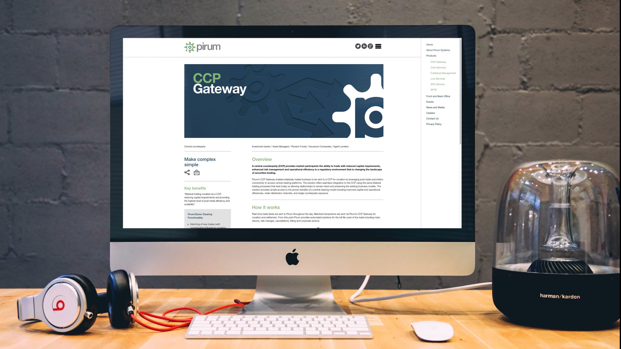 Pirum website displayed on a desktop computer