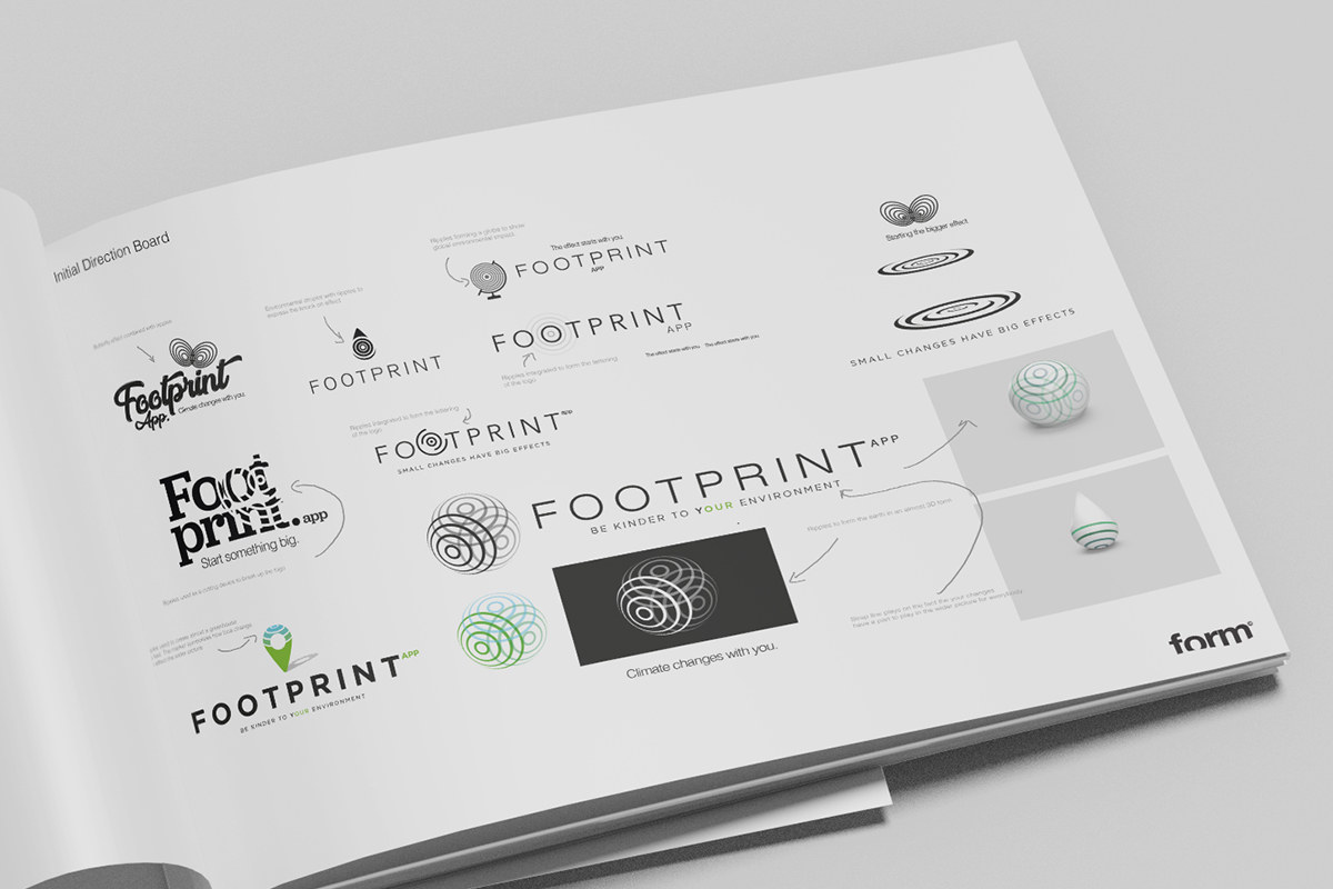 Footprint logo development sketches and symbol concepts