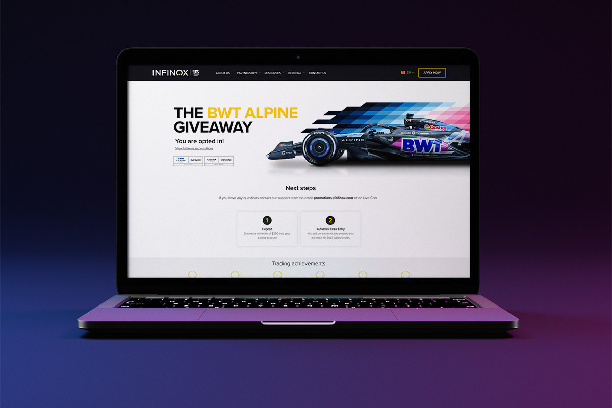 INFINOX and Alpine F1 campaign website shown on a laptop