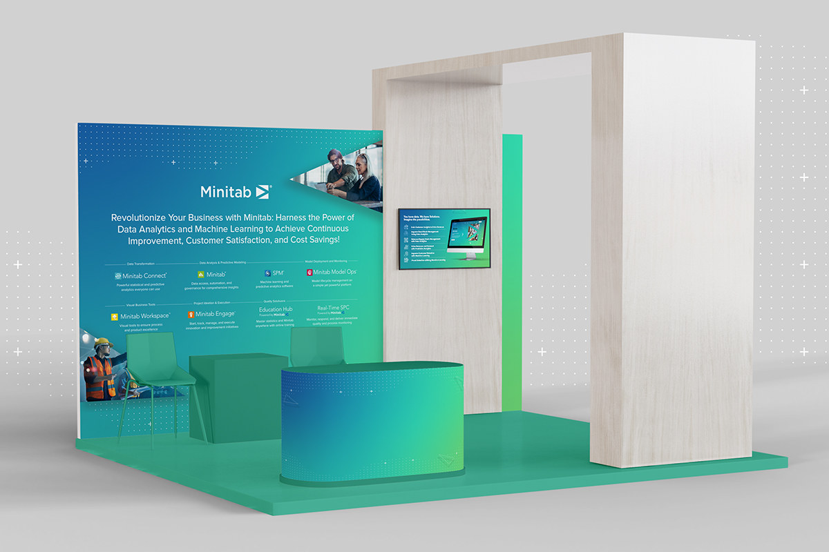 Minitab exhibition stand and branded display graphics