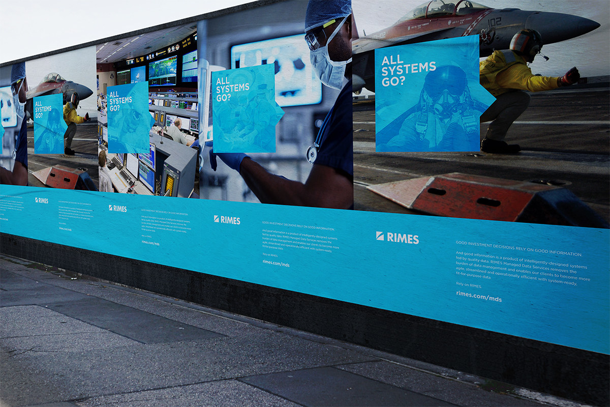 RIMES campaign billboard mockup on a building exterior