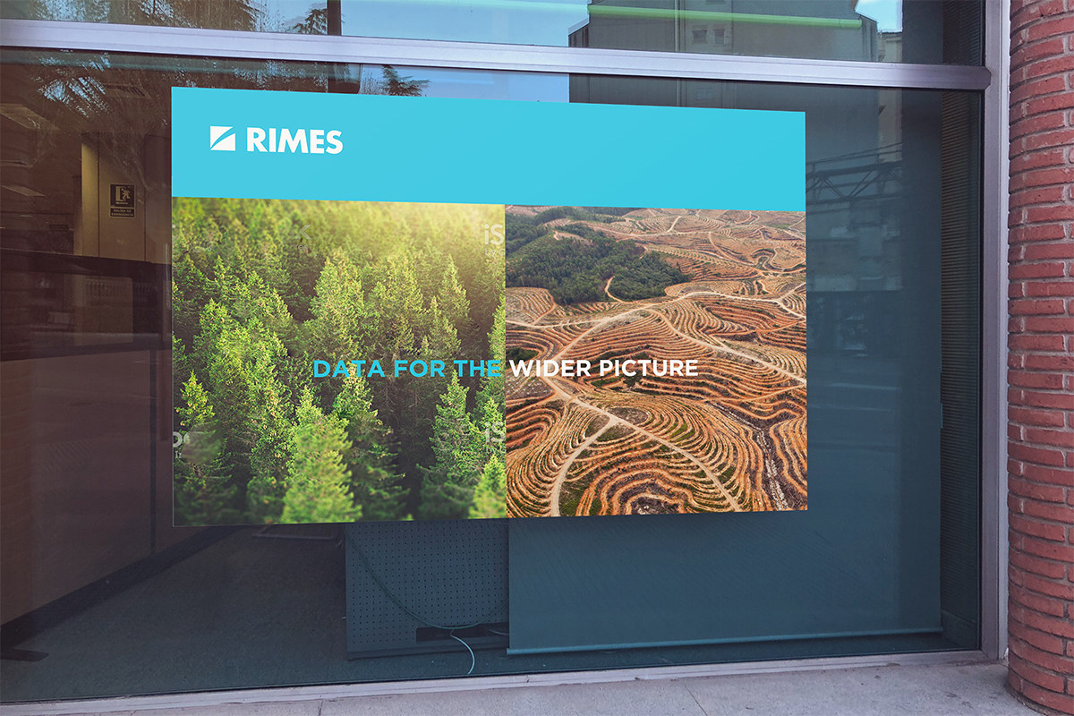 RIMES 'Data for the wider picture' campaign display contrasting forest and cleared land