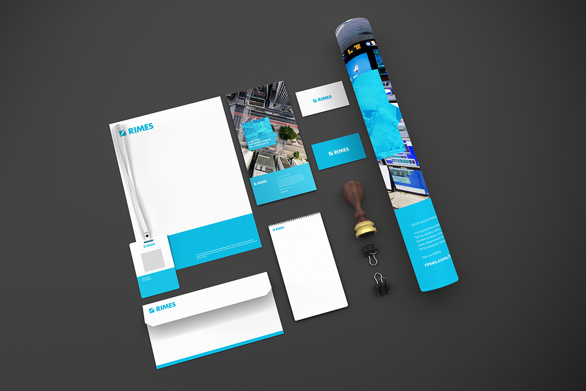RIMES branded stationery, notebook and bottle mockups