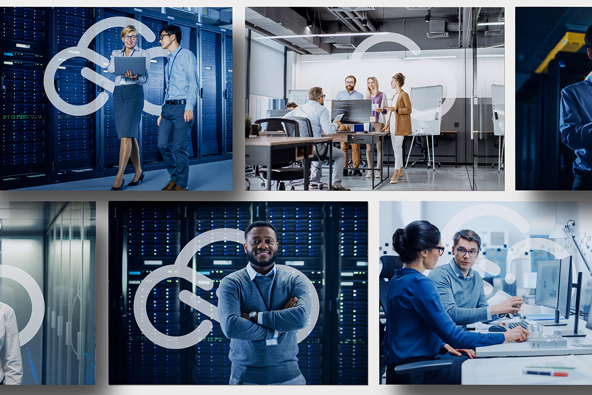 StrataScale technology photography featuring people and data-centre imagery