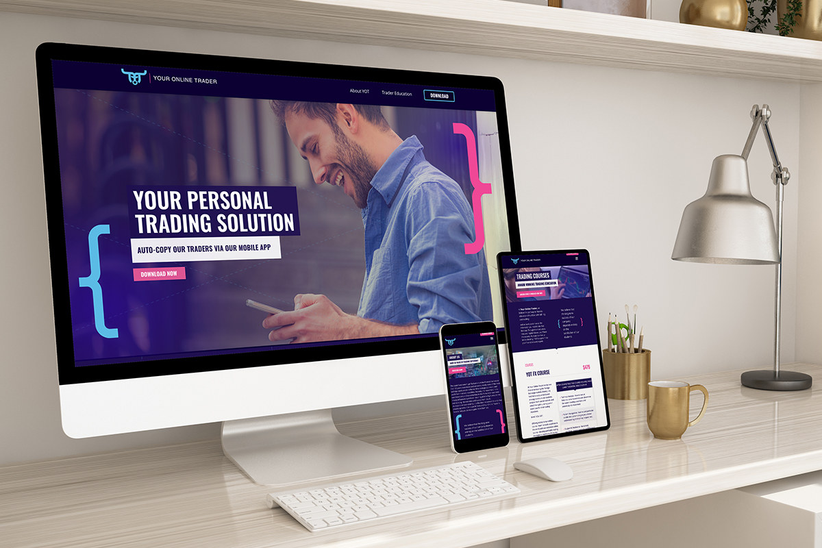 Your Online Trader website shown across desktop and smartphones