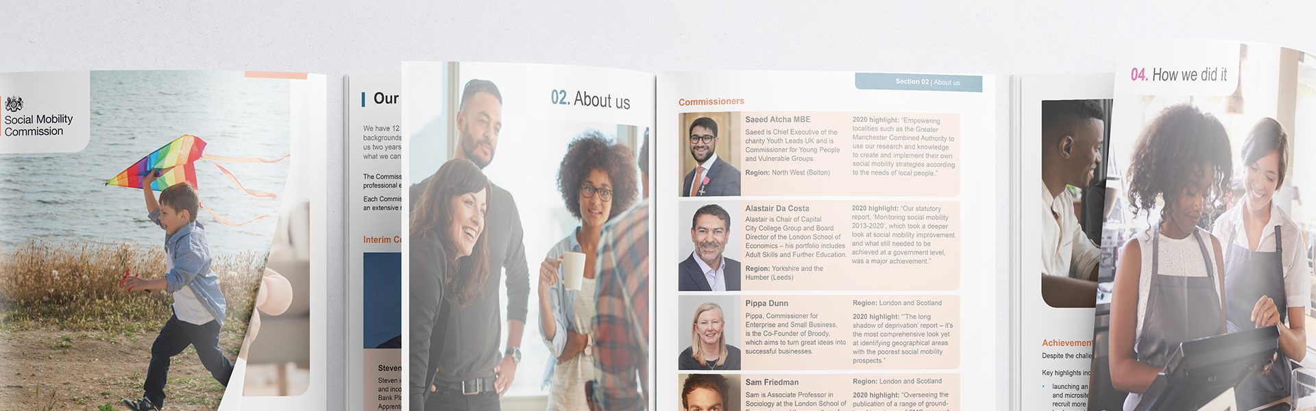 Social Mobility Commission brochure editorial spreads